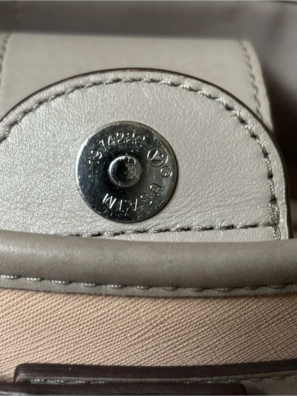Michael Kors Pink, Gray & Cream Leather Satchel with MK Charm